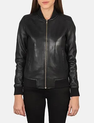 women's leather bomber jacket